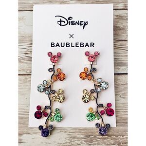 NWT BAUBLEBAR Disney Mickey mouse multiple heads drop long colorful earrings